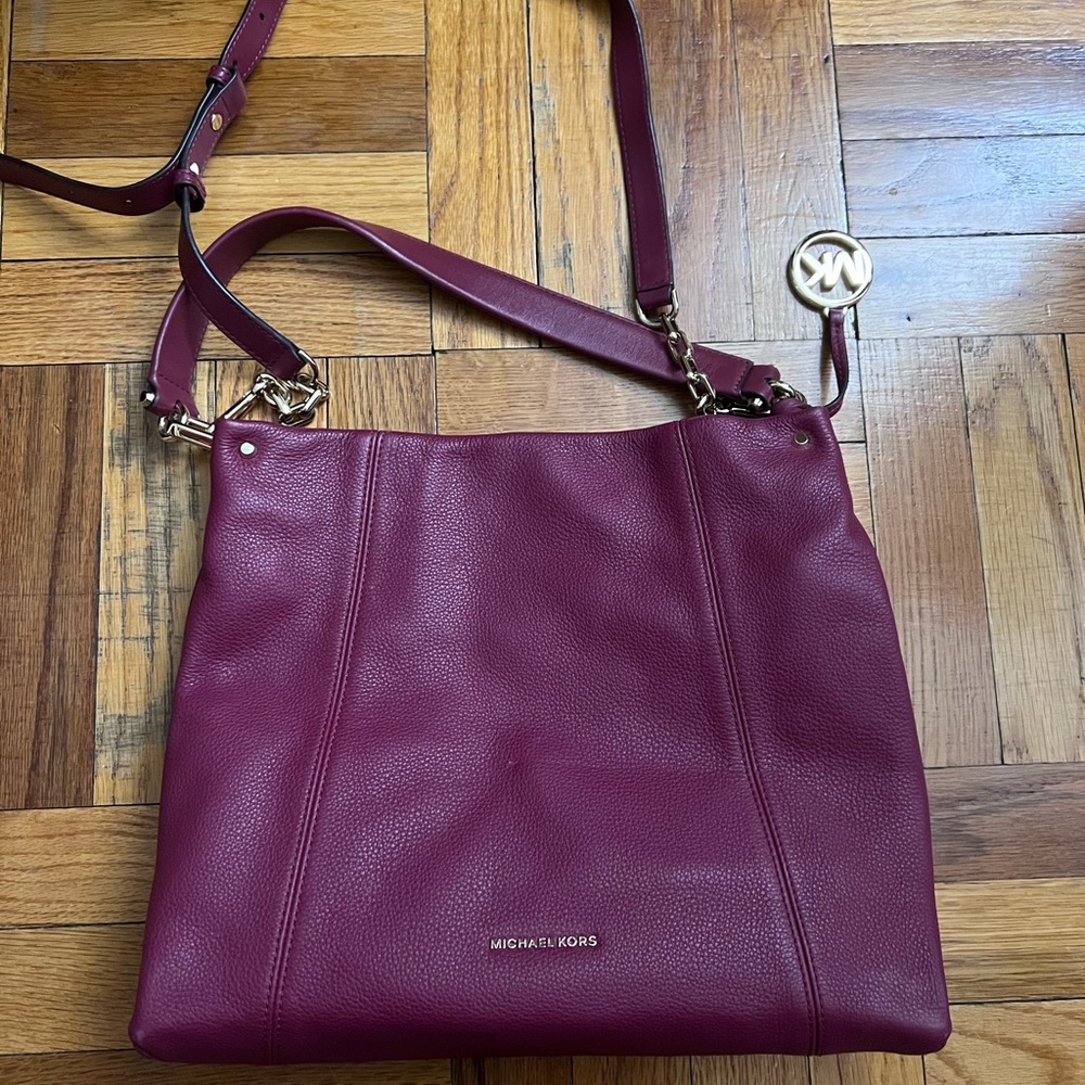 Michael Kors Burgundy Leather Shoulder Bag